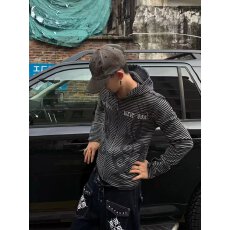 批发<b class='q'>潮</b>流慵懒慵懒风条纹开衫连帽卫衣男女秋冬新款宽松拉链外套<b class='q'>潮</b>气质