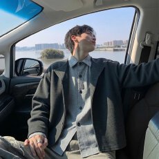 慵懒潮流秋季灯芯绒拼接翻领设计师挺括轻熟夹克外套男新款ins