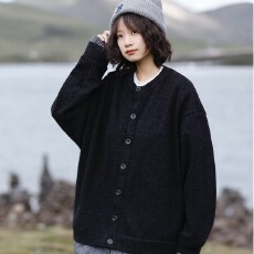 批发美式潮牌开衫圆领纯色宽松休闲慵懒风毛衣外套简约百搭针织衫<b class='q'>男装</b>