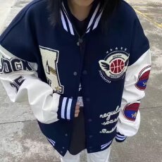 批发2026美式棒球服男女秋冬季<b class='q'>潮牌</b>毛巾绣飞行员夹克情侣休闲宽松外套