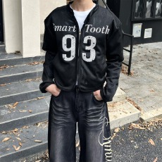 批发乜Q美式复古字母印花网眼夹克男女休闲短款高级感外套上衣ins<b class='q'>潮牌</b>