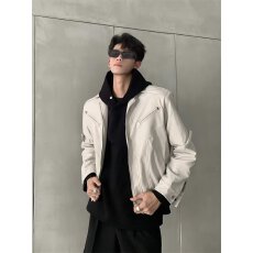 批发欧美街头潮流宽松机车服皮衣男潮痞帅气高级感飞行员PU皮<b class='q'>夹克</b>外套
