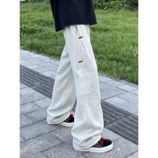批发美式白花灰色褶皱弯刀卫裤男<b class='q'>秋</b>季cleanfit休闲裤子潮牌百搭阔腿裤