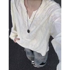 原宿美式长袖t恤男女款潮牌vibe设计感长袖体恤宽松圆领情侣新款