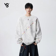批发美式扎染刺绣重磅卫衣男春秋时尚休闲内搭打底衫潮流宽松上衣