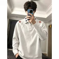 批发美式重磅翻领男士卫衣春秋新款潮牌宽松结构感休闲百搭打底上衣