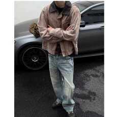 批发2026美式复古底特律做旧水洗工装夹克破坏设计感秋季外套男<b class='q'>潮</b>