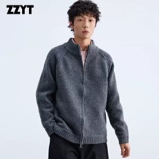 批发美式复古开衫毛衣<b class='q'>男</b>女冬季潮牌慵懒情侣<b class='q'>针织衫</b>高街半高领休闲外套