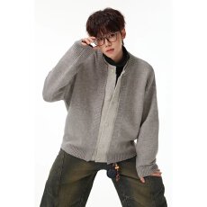 新款潮流春秋新款男士针织开衫圆领百搭休闲青年长袖外套开衫潮