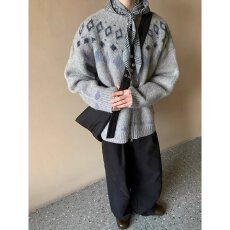 批发新款简约秋冬装满印开衫毛衣男女同款渐变<b class='q'>针织衫</b>外套原宿流行潮流
