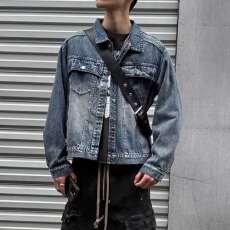 美式复古深蓝色街头做旧牛仔外套2026新款秋季宽松百搭夹克上衣