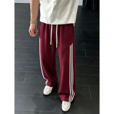 藏青色三条杠潮牌休闲美式卫裤男秋季重磅cleanfit运动重磅直筒裤