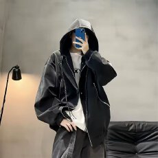 批发高街底特律<b class='q'>外套</b>男春秋季美式复古翻领痞帅上衣潮牌高级感拉链