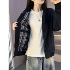 批发美式复古立领<b class='q'>外套</b>男秋季宽松户外休闲运动双层棒球服夹克衫男款