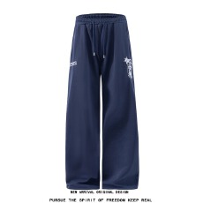 批发<b class='q'>美式</b>街头复古蝙蝠城堡刺绣卫裤男女款设计感小众百搭宽松运动阔腿