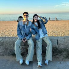 批发男女同款美式复古牛仔外套2026<b class='q'>春</b>秋季新款宽松显瘦拼接翻领夹克
