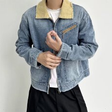 批发流行牛仔外套休闲百搭潮流翻领撞色夹克<b class='q'>春</b>秋男简约ins潮流新款