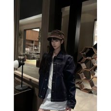 批发复古工装牛仔外套春<b class='q'>秋</b>休闲口袋设计感小个子短款上衣夹克