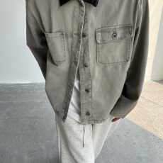 美式撞色拼接设计感牛仔工装男高街潮牌复古个性翻领夹克外套