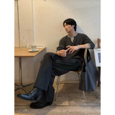 假两件手缝线亨利领毛衣男款秋冬美式复古撞色拼接宽松保暖针织衫