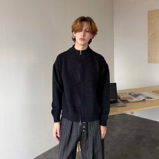 批发复古老钱风纯色双拉链立领毛衣男秋季宽松情侣针织衫外套