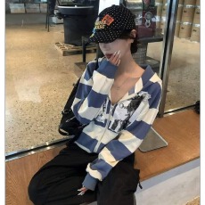 批发2026新款美式复古贴布人像开衫<b class='q'>卫衣</b>男春秋季设计感情侣连帽外套