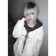 批发亚文化暗黑系薄款连帽摇滚朋克宽松外套刺青印花上衣女