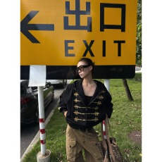 批发7th studio 美式复古拿破仑绳索印花双拉链连帽<b class='q'>卫衣</b>男女开衫外套