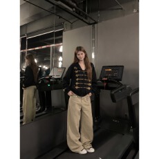 批发OUNNG美式复古拿破仑绳索印花连帽<b class='q'>卫衣</b>女秋季新款设计感开衫外套