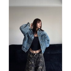 批发新款复古vibe风水洗牛仔外套男新款2026<b class='q'>春</b>秋宽松做旧工装翻领夹克