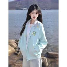 批发美式复古绿色工装<b class='q'>夹克</b>外套<b class='q'>女</b>2025秋冬季新款宽松情侣棒球服