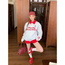 批发美式<b class='q'>街头</b>撞色翻领条纹夹克男女春季cleanfit高街宽松飞行服外套