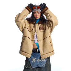 批发2025美式复古撞色刺绣麂皮绒棉服冬季防寒保暖情侣羊羔毛棉衣外套