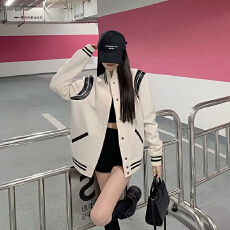 批发Linlinfs SLP风格棒球服情侣男女同款拼接<b class='q'>夹克</b>短外套2025年