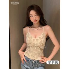 批发2026新款春季胸垫V领蕾丝吊带背心女<b class='q'>修身</b>外穿内搭保暖打底上衣