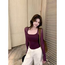 批发2026可拆卸胸垫辣妹<b class='q'>长袖</b>网纱拼接<b class='q'>T</b><b class='q'>恤</b>女纯色修身性感纯欲微透上衣