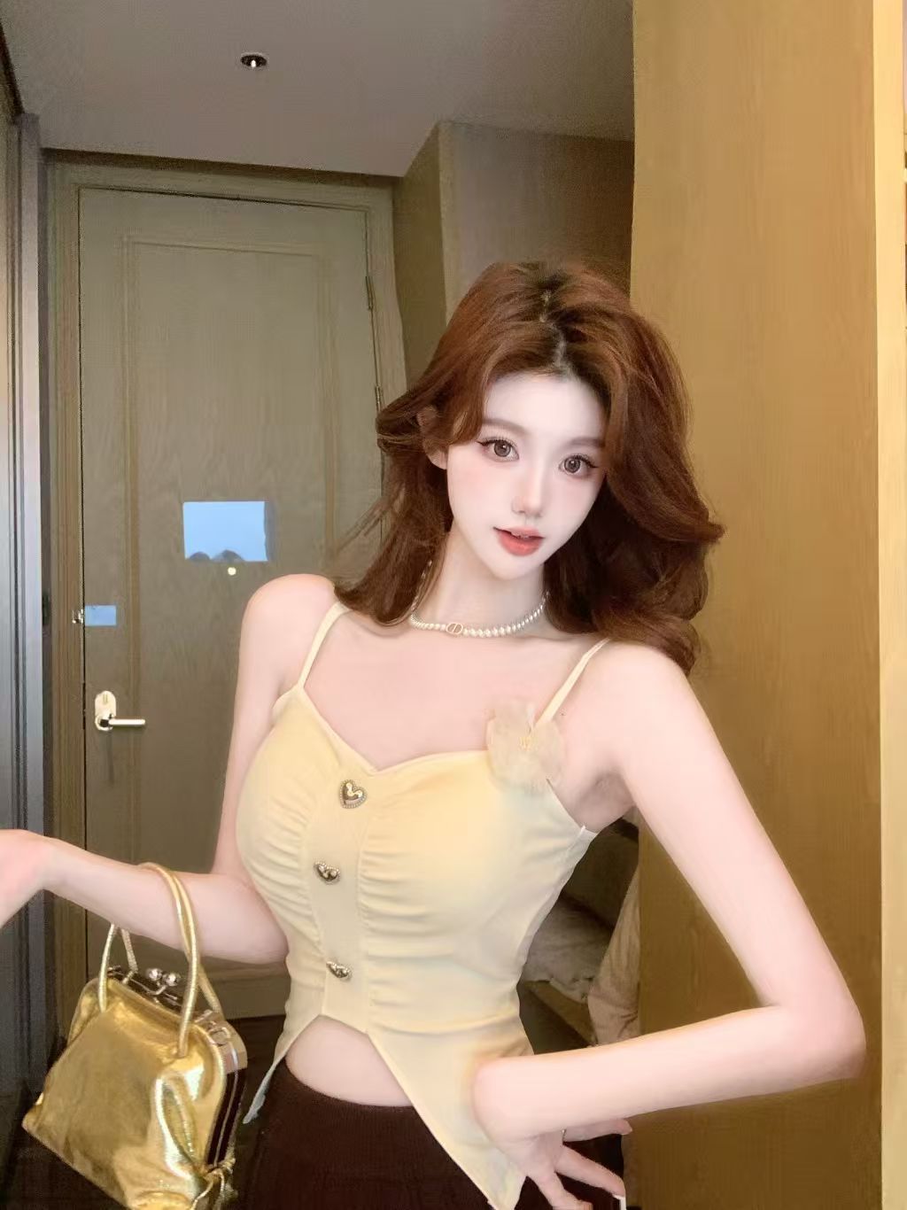 2026 새로운 가슴 패드 순수한 욕망 3 차원 꽃 캐미솔 여름 섹시한 아름다움 뒤로 외출용 만나는 맨위
