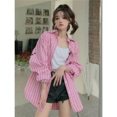 批发慵懒风蓝色格子长袖衬衫女<b class='q'>春秋</b>宽松设计感小众百搭格纹防晒外套