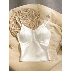 批发新中式醋酸缎面吊带背心女外穿<b class='q'>小西装</b>内搭V领性感带胸垫打底上衣