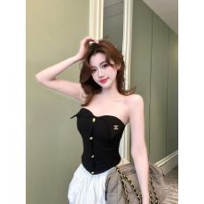 批发2026新款胸垫辣妹性感一字肩抹胸上衣女修身翻领抹胸短款内搭背心