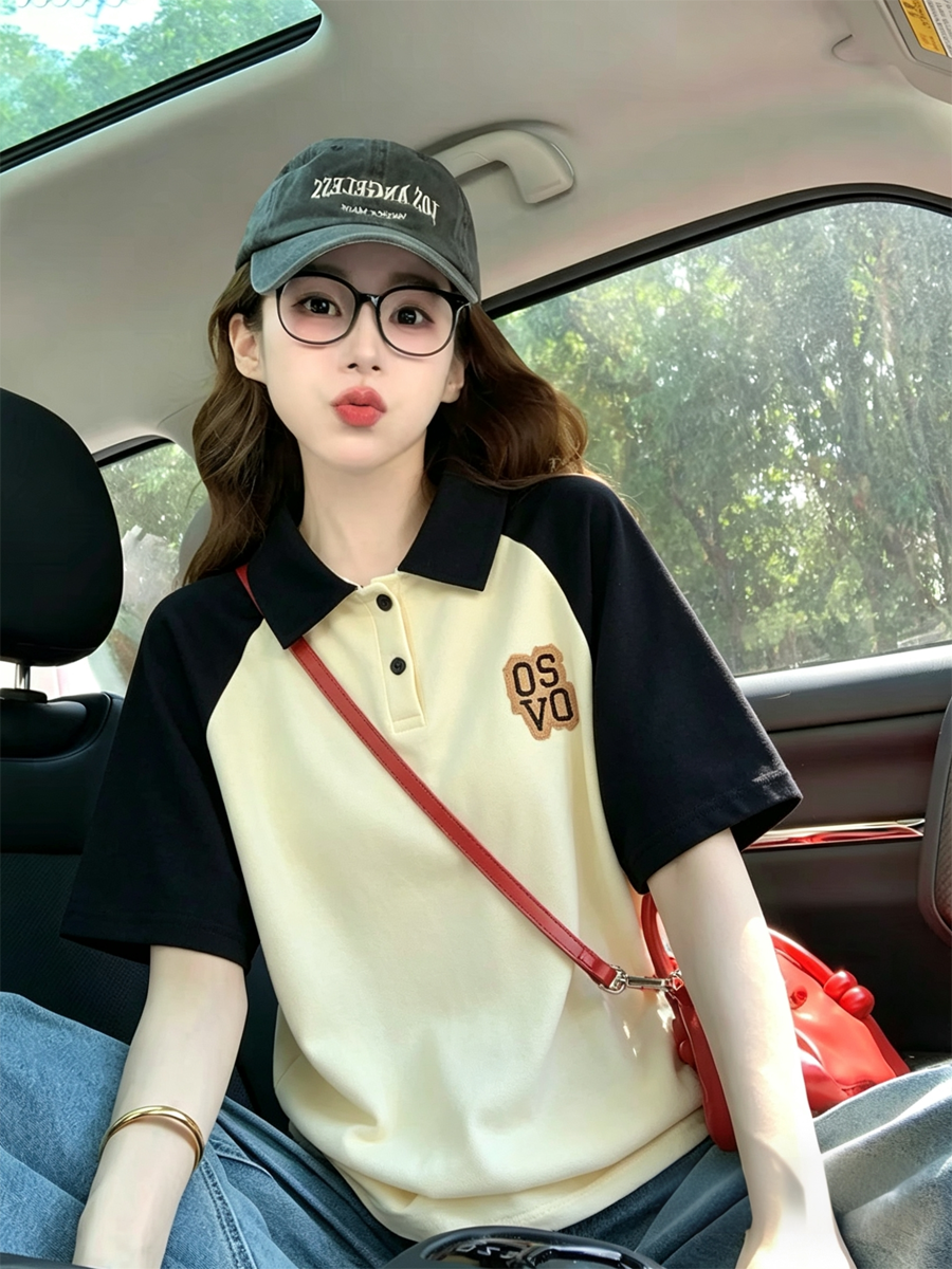 2026 여름 새로운 한국 스타일 POLO 칼라 학원 스타일 반팔 티셔츠 남녀 커플룩 캐주얼 t