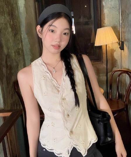 순수한 욕망 고급 센스 V넥 홀로우 아웃 캐미솔 여름 외출용 핫걸 바람 품격 몸매 가꾸기 민소매 맨위 트렌디