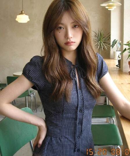 2026 새로운 나비 매듭 홀로우 아웃 레이스업 여성 셔츠 여름 레트로 체크무늬 셔츠 반팔 허리 수축 맨위