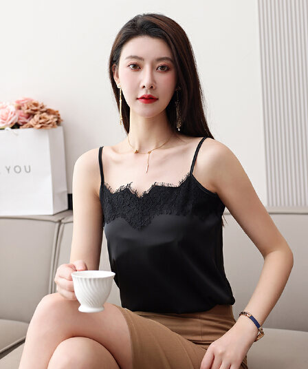 레이스 캐미솔 외출용 다용도 V넥 새틴 정장 인사이드 가져 가라. 기본 셔츠 섹시함 민소매 맨위 여름