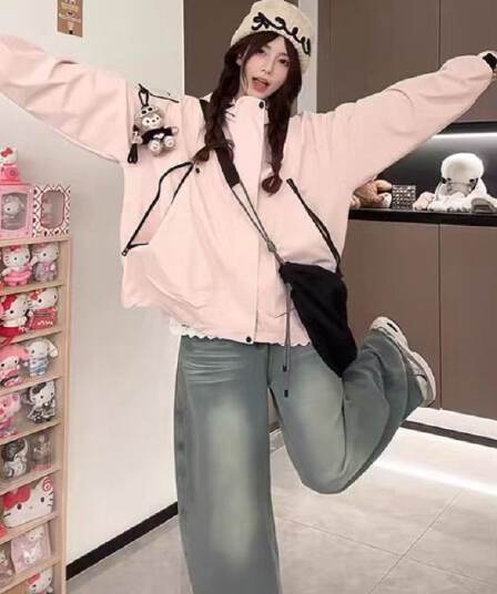 핑크색 슈퍼 잘 생긴 고급 센스 부드러운 껍질 자켓 여자 봄 가을 방풍 방수 재킷 야외 사이클링 등산복