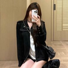 批发5werkwen 显瘦Barnfit夹克黑色 立领短款复古麂皮绒夹克短外套