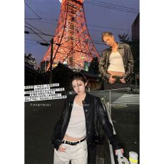 批发2026新款PU皮春秋轻奢风花朵钻扣翻领短款黑色皮衣<b class='q'>通勤</b>外套女