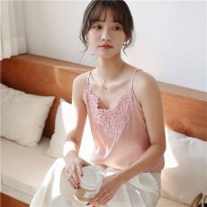 批发大码新款蕾丝夏季吊带背心雪纺<b class='q'>缎面</b>外穿宽松无袖女外上衣打底