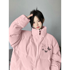 批发可退换（高品质手塞棉不跑棉加厚）冬季棉服宽松印花<b class='q'>棉衣</b>面包服女