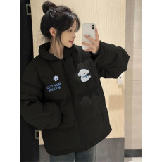 批发可退换（高品质手塞棉不跑棉加厚）冬季棉服宽松印花<b class='q'>棉衣</b>面包服女